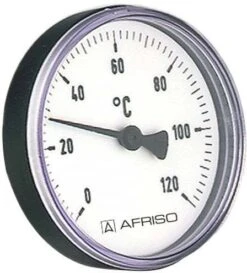 Afriso Bimetall Thermometer 0-120 Grad 63704 Gehäuse 63mm, Schaft 40mm, 1/2" Anschluss