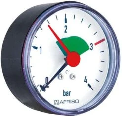 Afriso Manometer 0-4 Bar, Waagerecht 63915 Gehäuse 63mm Durchmesser, 1/4" Anschluss
