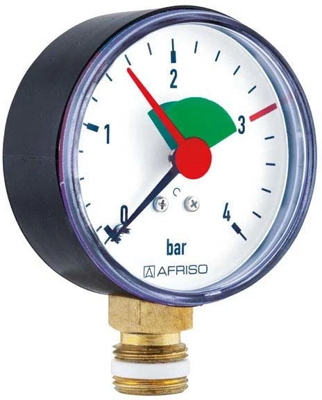 Afriso Rohrfedermanometer 63910 0/4 Bar, G 3/8 B, Gehäuse-d= 63mm 3 Afriso Rohrfedermanometer 63910 0/4 Bar, G 3/8 B, Gehäuse-d= 63mm