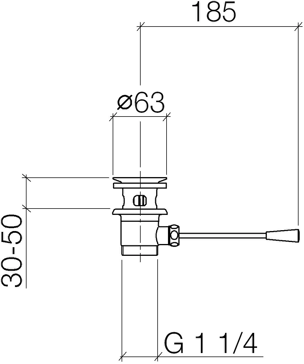 Dornbracht Ablaufgarnitur 10300970-33 1 1/4", Länge Kniehebel 185mm, Schwarz Matt 4 Dornbracht Ablaufgarnitur 10300970-33 1 1/4", Länge Kniehebel 185mm, Schwarz Matt – Bild 2