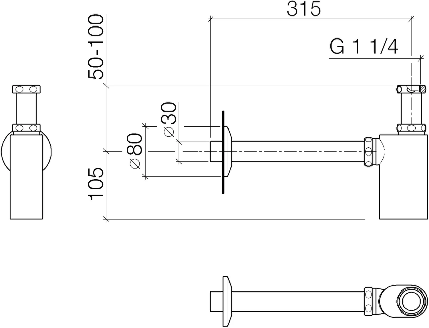 Dornbracht Geruchverschluss Chrom, 11/4", Mit Rosette 4 Dornbracht Geruchverschluss Chrom, 11/4", Mit Rosette – Bild 2
