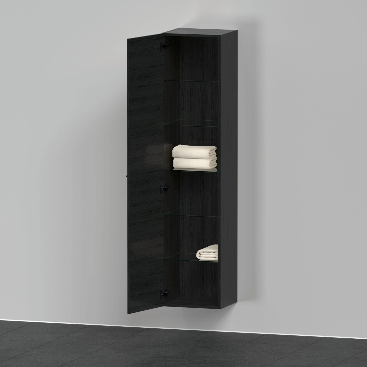 Duravit D-Neo Hochschrank DE1328L1616 40 X 36 Cm, Eiche Schwarz, 1 Türe, Links, 5 Glasfachböden 3 Duravit D-Neo Hochschrank DE1328L1616 40 X 36 Cm, Eiche Schwarz, 1 Türe, Links, 5 Glasfachböden
