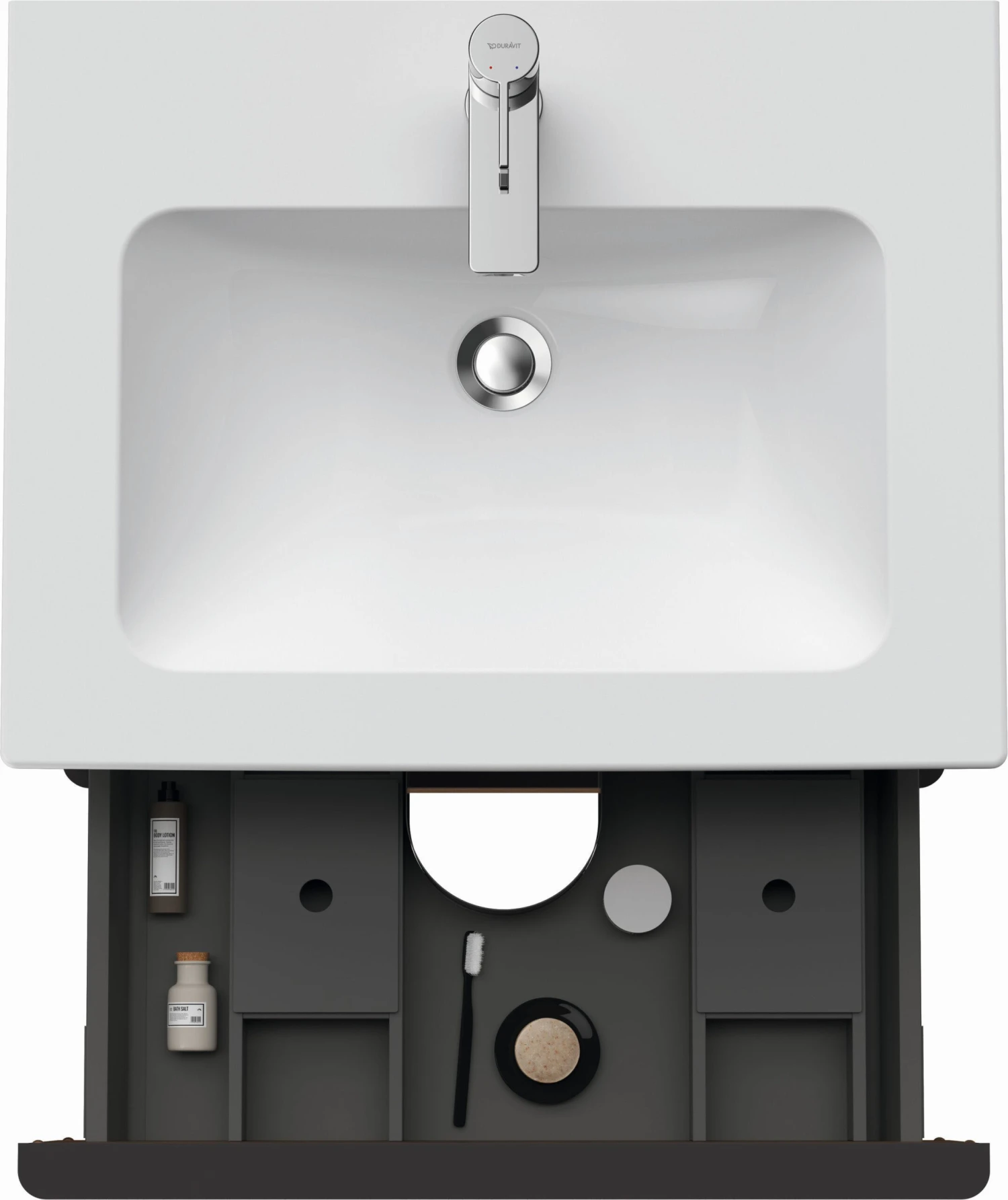 Duravit D-Neo Waschtisch-Unterschrank DE436102121 61 X 46,2 Cm, Nussbaum Dunkel, Wandhängend, 1 Schubkasten, 1 Auszug 6 Duravit D-Neo Waschtisch-Unterschrank DE436102121 61 X 46,2 Cm, Nussbaum Dunkel, Wandhängend, 1 Schubkasten, 1 Auszug – Bild 4