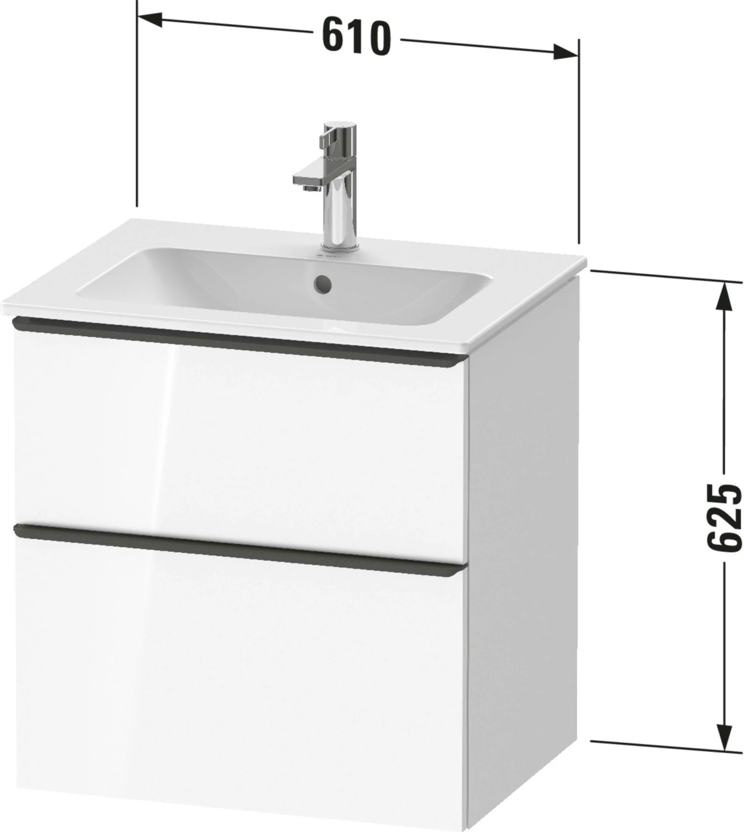 Duravit D-Neo Waschtisch-Unterschrank DE436102121 61 X 46,2 Cm, Nussbaum Dunkel, Wandhängend, 1 Schubkasten, 1 Auszug 8 Duravit D-Neo Waschtisch-Unterschrank DE436102121 61 X 46,2 Cm, Nussbaum Dunkel, Wandhängend, 1 Schubkasten, 1 Auszug – Bild 6