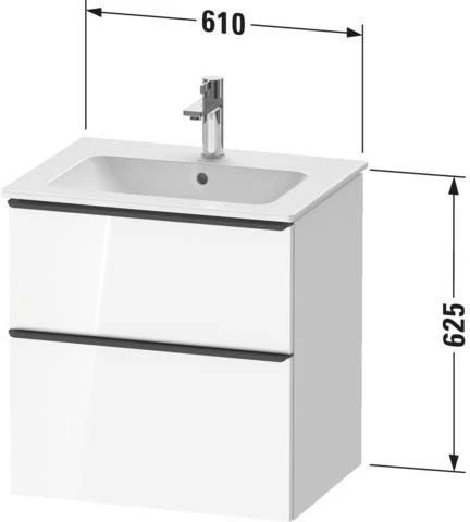 Duravit D-Neo Waschtisch-Unterschrank DE436102121 61 X 46,2 Cm, Nussbaum Dunkel, Wandhängend, 1 Schubkasten, 1 Auszug 9 Duravit D-Neo Waschtisch-Unterschrank DE436102121 61 X 46,2 Cm, Nussbaum Dunkel, Wandhängend, 1 Schubkasten, 1 Auszug – Bild 7