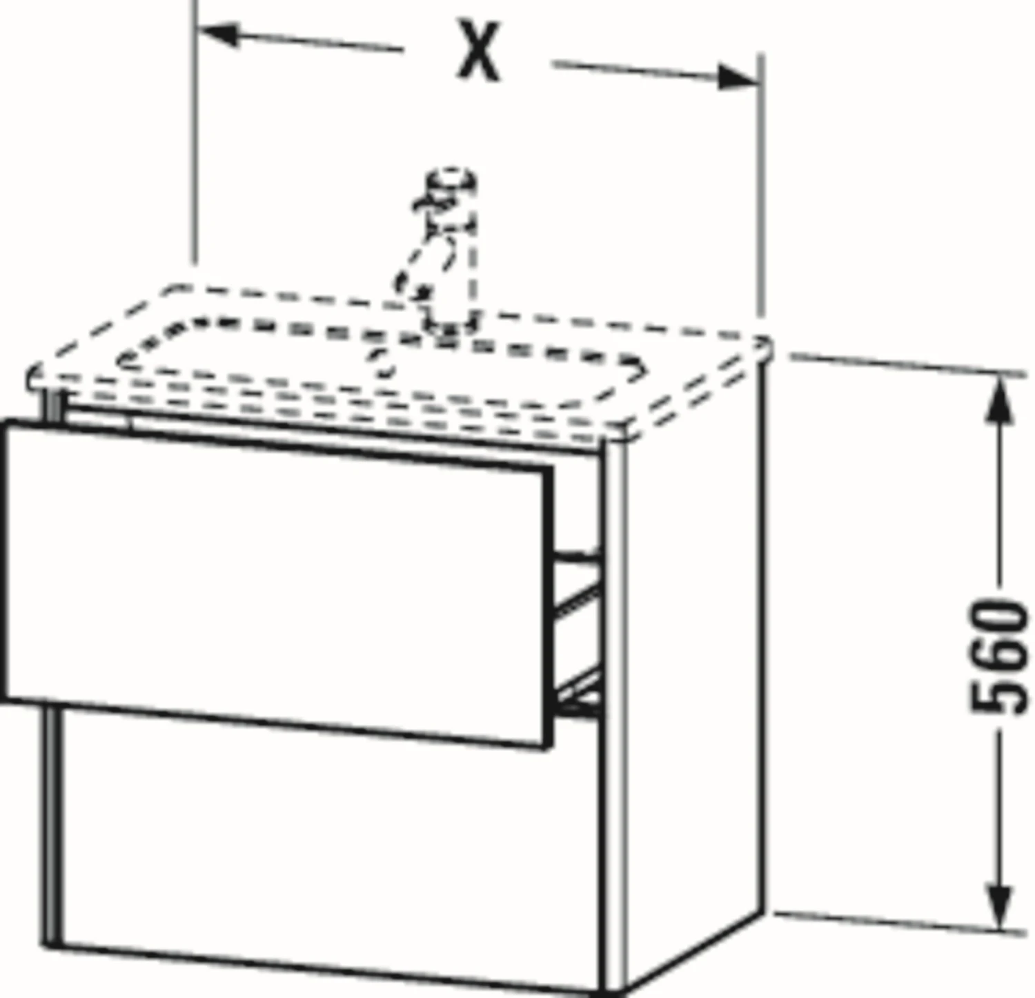 Duravit XSquare Waschtisch-Unterschrank XS416508585 61x56x38,8cm, 2 Schubkästen, Weiß Hochglanz 5 Duravit XSquare Waschtisch-Unterschrank XS416508585 61x56x38,8cm, 2 Schubkästen, Weiß Hochglanz – Bild 3