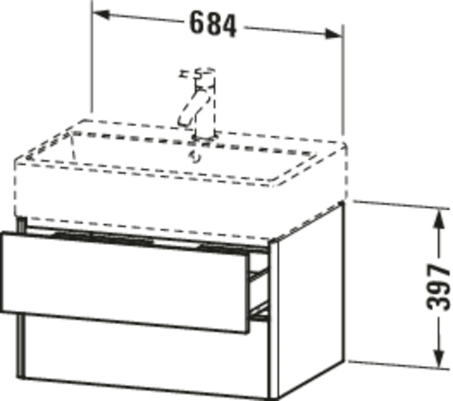 Duravit XSquare Waschtisch-Unterschrank XS419402222 68,4x39,7x46cm, 2 Schubkästen, Weiß Hochglanz 4 Duravit XSquare Waschtisch-Unterschrank XS419402222 68,4x39,7x46cm, 2 Schubkästen, Weiß Hochglanz – Bild 2