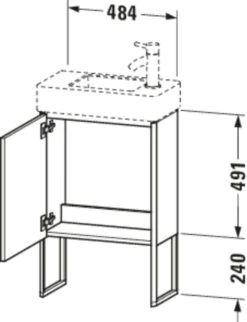 Duravit XSquare Waschtisch-Unterschrank XS4471L9090 48,4x49,1x24cm, Tür Links, Flannel Grey Seidenmatt -Geberit Store Duravit XSquare Waschtisch Unterschrank XS4471L9090 484x491x24cm Tuer links Flannel Grey seidenmatt 1