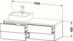 Duravit XSquare Waschtisch-Unterschrank XS4913L4040 140x40x54,8cm, 4 Schubkästen, Links, Schwarz Hochglanz -Geberit Store Duravit XSquare Waschtisch Unterschrank XS4913L4040 140x40x548cm 4 Schubkaesten links schwarz hochglanz 1