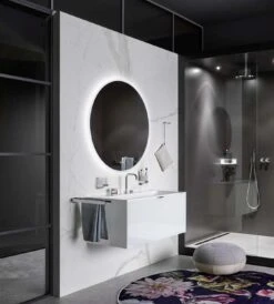 Emco Round LED-Lichtspiegel 441300909 Ø 900 Mm, Weiß, 3 Touchsensoren, Umlaufende LED-Beleuchtung -Geberit Store Emco Round LED Lichtspiegel 441300909 o 900 mm weiss 3 Touchsensoren umlaufende LED Beleuchtung 6