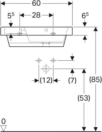 Geberit Bambini Waschtisch 162700000 60 X 55 Cm, Mit Hahnloch Rechts, Mit Überlauf, Weiß 6 Geberit Bambini Waschtisch 162700000 60 X 55 Cm, Mit Hahnloch Rechts, Mit Überlauf, Weiß – Bild 4
