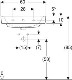 Geberit Renova Plan Waschtisch 501636001 60x48cm, Hahnloch Mittig, Mit Überlauf, Weiß 7 Geberit Renova Plan Waschtisch 501636001 60x48cm, Hahnloch Mittig, Mit Überlauf, Weiß -Geberit Store Geberit Renova Plan Waschtisch 501636001 60x48cm Hahnloch mittig mit Ueberlauf weiss 1