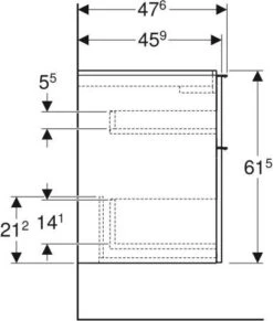 Geberit ICon Waschtisch-Unterschrank 502305JH1 88,8x61,5x47,6cm, 2 Schubladen, Eiche/Griff Lava Matt -Geberit Store Geberit iCon Waschtisch Unterschrank 502305JH1 888x615x476cm 2 Schubladen Eiche Griff lava matt 3