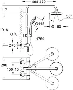 Grohe Euphoria 180 Duschsystem 27296001 Chrom, Aufputz-Brausethermostat -Geberit Store Grohe Euphoria 180 Duschsystem 27296001 chrom Aufputz Brausethermostat 9