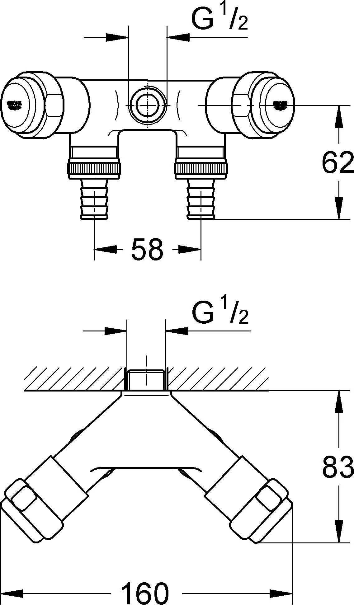 Grohe WAS-Doppelventil "Einfach" 41020000 DN15, Mit Rückflussverhinderer, Chrom 4 Grohe WAS-Doppelventil "Einfach" 41020000 DN15, Mit Rückflussverhinderer, Chrom – Bild 2