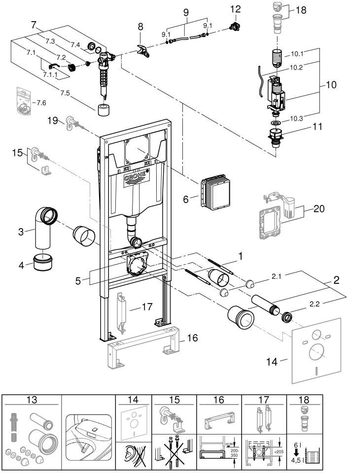 Grohe Wand-WC-Element Rapid SL 38528001 Bauhöhe 1,13 M, Spülkasten GD 2 7 Grohe Wand-WC-Element Rapid SL 38528001 Bauhöhe 1,13 M, Spülkasten GD 2 – Bild 5