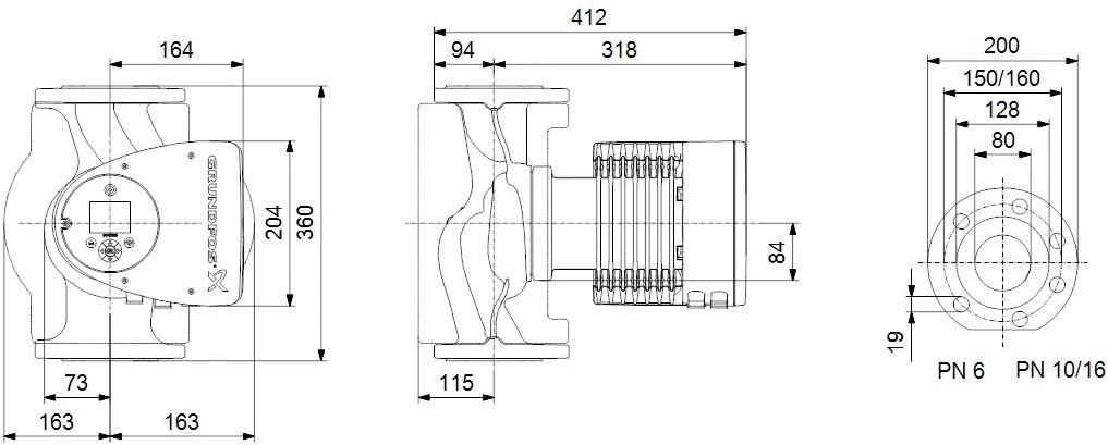 Grundfos Magna3 Heizungsumwälzpumpe 97924703 100-80 F, 450 Mm, PN 10, 230 V 4 Grundfos Magna3 Heizungsumwälzpumpe 97924703 100-80 F, 450 Mm, PN 10, 230 V – Bild 2