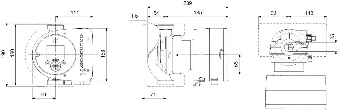 Grundfos Magna3 Umwälzpumpe 97924720 Edelstahl, 25-120 N, 180mm, PN 6/10, 230V 4 Grundfos Magna3 Umwälzpumpe 97924720 Edelstahl, 25-120 N, 180mm, PN 6/10, 230V – Bild 2