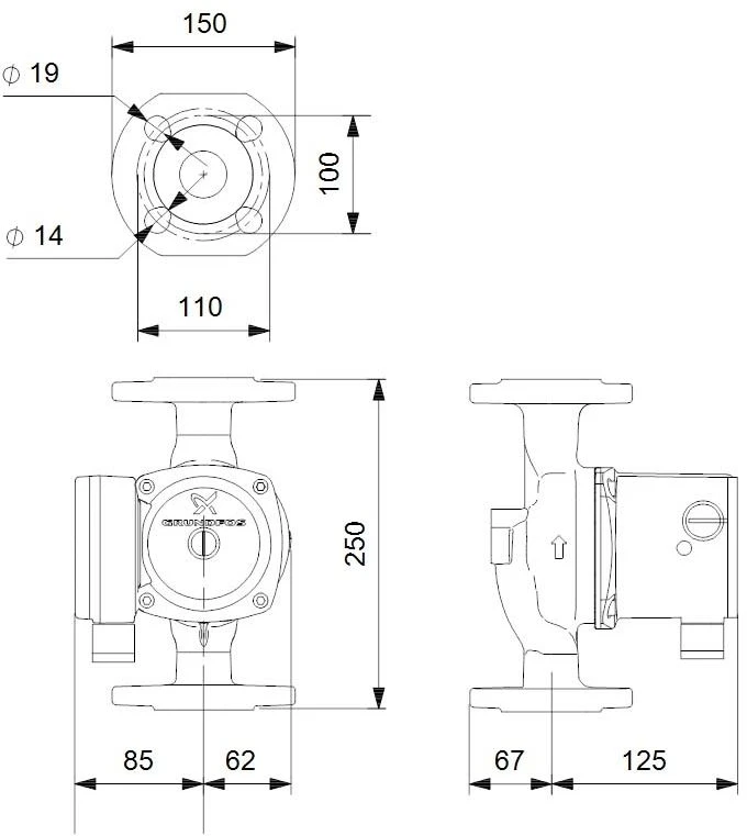 Grundfos Serie 100 Zirkulationspumpe 99255501 Edelstahl, UPS 40-50 FN, UBA, 250mm, PN 6/10, 230 V 4 Grundfos Serie 100 Zirkulationspumpe 99255501 Edelstahl, UPS 40-50 FN, UBA, 250mm, PN 6/10, 230 V – Bild 2
