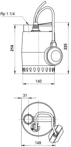 Geberit Store -Geberit Store Grundfos Unilift Kellerentwaesserungspumpe 011H1600 KP 150 A1 3 m Kabel mit Schwimmerschalter 1
