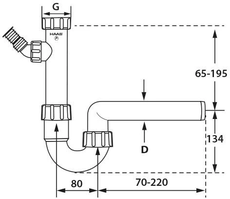 HAAS Spülen-Siphon 2910 DN 40, 1 1/2", Mit Geräteanschluss, Polypropylen, Weiß 4 HAAS Spülen-Siphon 2910 DN 40, 1 1/2", Mit Geräteanschluss, Polypropylen, Weiß – Bild 2