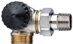 Heimeier Thermostat-Ventilunterteil 2343-02.000 G 3/4 AGxR 1/2, Winkeleck, Rotguss, Links, Geringer Widerstand