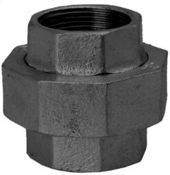 Hermann Schmidt Temperguss 330 Verschraubung 14330032 DN 32, 1 1/4", Flach Dichtend, IG/IG, Schwarz