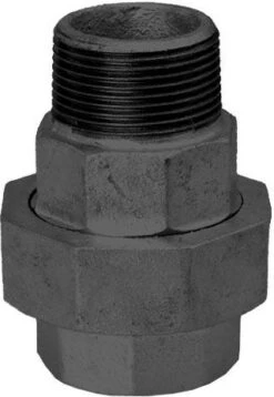 Hermann Schmidt Temperguss 331 Verschraubung 14331050 DN 50, 2", Flach Dichtend, IG/AG, Schwarz