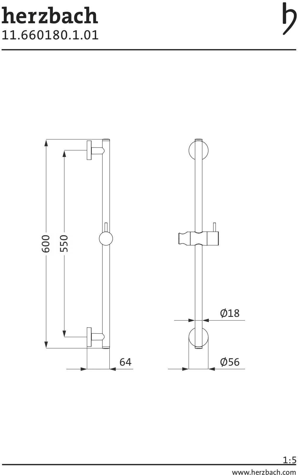 Herzbach Living Spa Brausegarnitur 11.660180.1.01 600 Mm, Chrom 4 Herzbach Living Spa Brausegarnitur 11.660180.1.01 600 Mm, Chrom – Bild 2