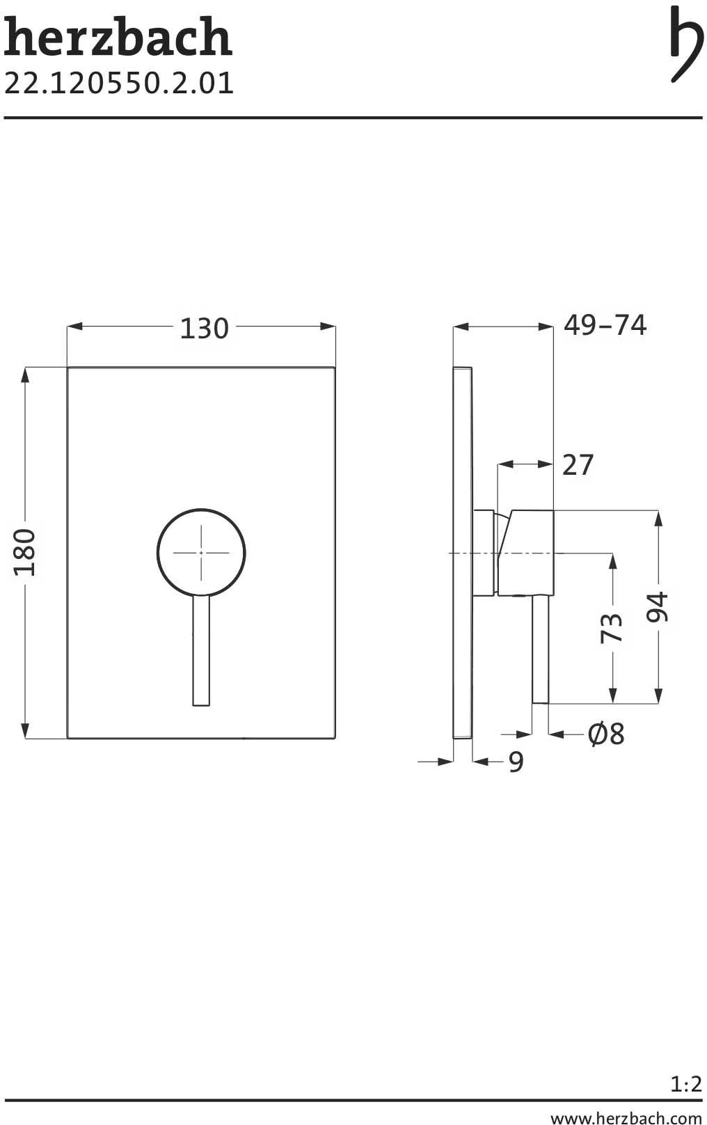 Herzbach Nano Fertigmontageset 22.120550.2.01 Unterputz-Brausearmatur, Chrom 4 Herzbach Nano Fertigmontageset 22.120550.2.01 Unterputz-Brausearmatur, Chrom – Bild 2