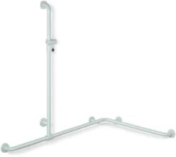 Hewi 801 Duschhandlauf 801.35.30018 1185/762 X 1100 Mm, Senfgelb, Mit Verschiebbarer Brausehalterstange