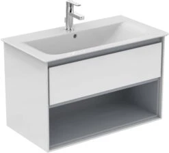 Ideal Standard Connect Air Waschtischunterschrank E0827KN, Weiss Glänzend/hellgrau Matt, 1 Auszug