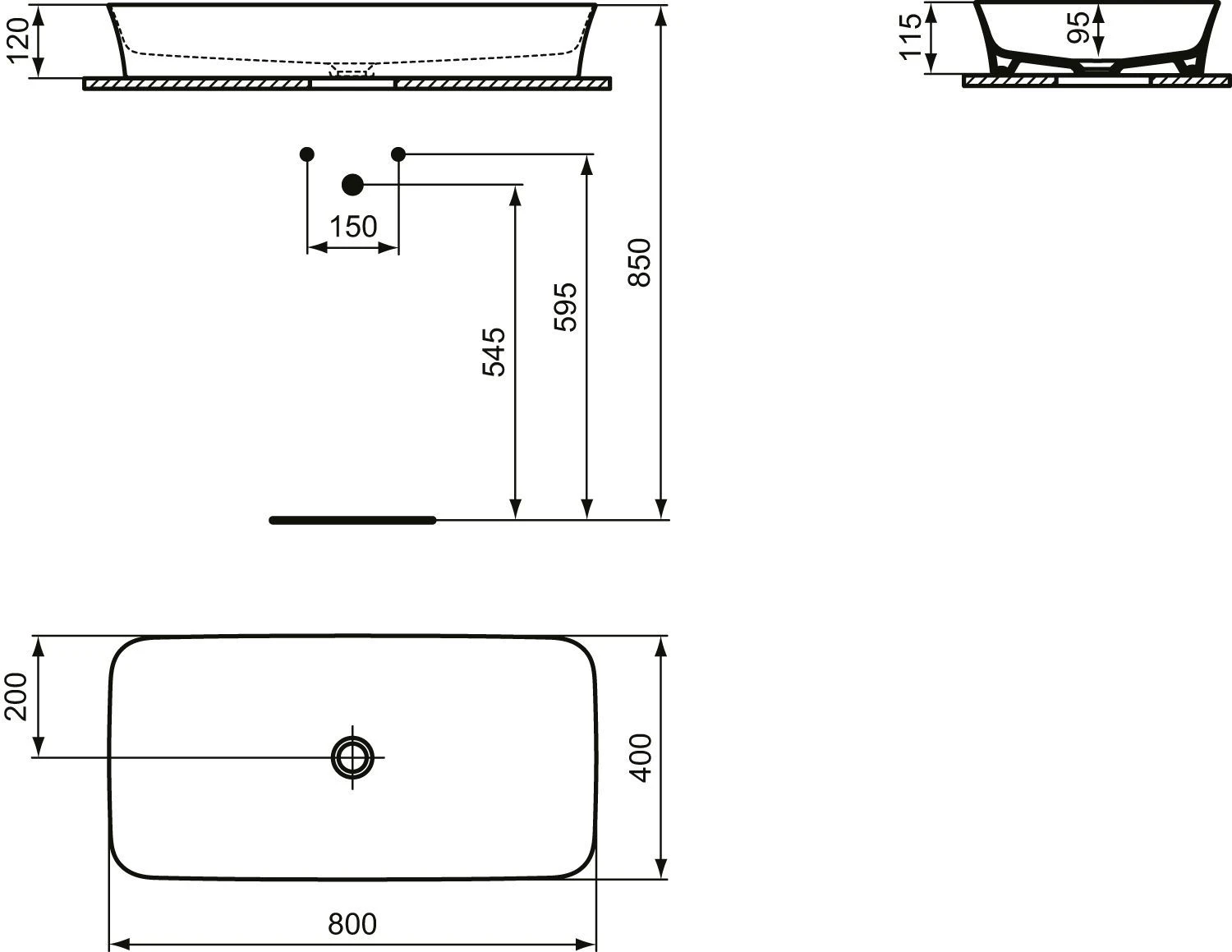 Ideal Standard Ipalyss Aufsatzschale E1391V1 80x40x12cm, Ohne Überlauf/Hahnloch, Seidenweiß 8 Ideal Standard Ipalyss Aufsatzschale E1391V1 80x40x12cm, Ohne Überlauf/Hahnloch, Seidenweiß – Bild 6