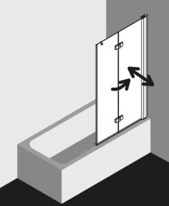 Kermi Diga Badewannen-Faltwand DI2PL10015VPK 100x150cm, Silber Hochglanz, ESG Klar Clean, Links -Geberit Store Kermi Diga Badewannen Faltwand DI2PL10015VPK 100x150cm silber hochglanz ESG klar Clean links 2