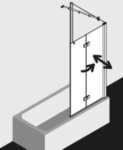 Kermi Diga Badewannen-Faltwand DI2PL10015VPK 100x150cm, Silber Hochglanz, ESG Klar Clean, Links -Geberit Store Kermi Diga Badewannen Faltwand DI2PL10015VPK 100x150cm silber hochglanz ESG klar Clean links 4