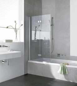 Kermi Diga Badewannen-Faltwand DI2PR10015VAK 100x150cm, Silber Hochglanz, ESG Klar, Rechts