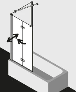 Kermi Diga Badewannen-Faltwand DI2PR10015VAK 100x150cm, Silber Hochglanz, ESG Klar, Rechts -Geberit Store Kermi Diga Badewannen Faltwand DI2PR10015VAK 100x150cm silber hochglanz ESG klar rechts 3