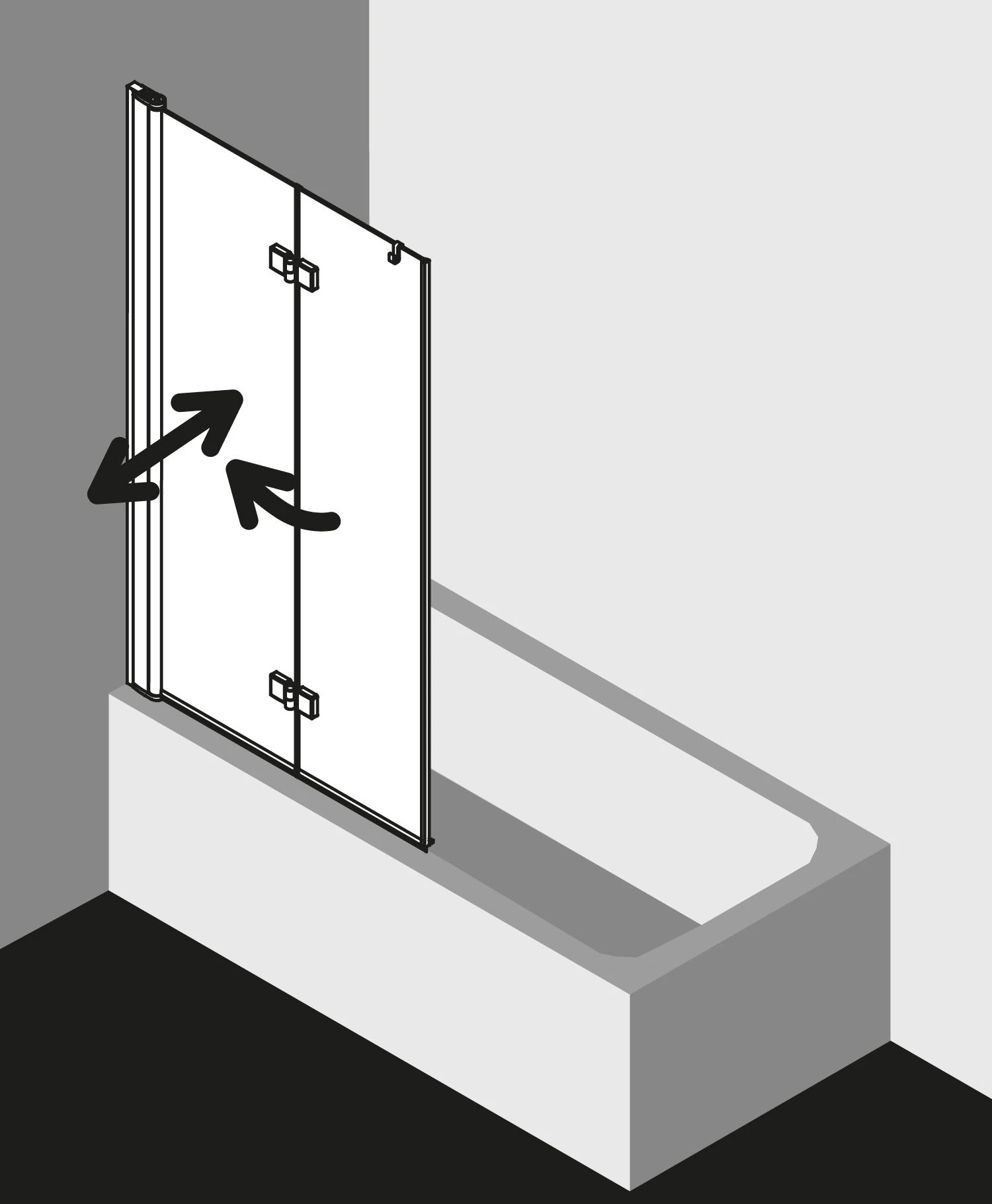 Kermi Diga Badewannen-Faltwand DI2PR10015VPK 100x150cm, Silber Hochglanz, ESG Klar Clean, Rechts 4 Kermi Diga Badewannen-Faltwand DI2PR10015VPK 100x150cm, Silber Hochglanz, ESG Klar Clean, Rechts – Bild 2