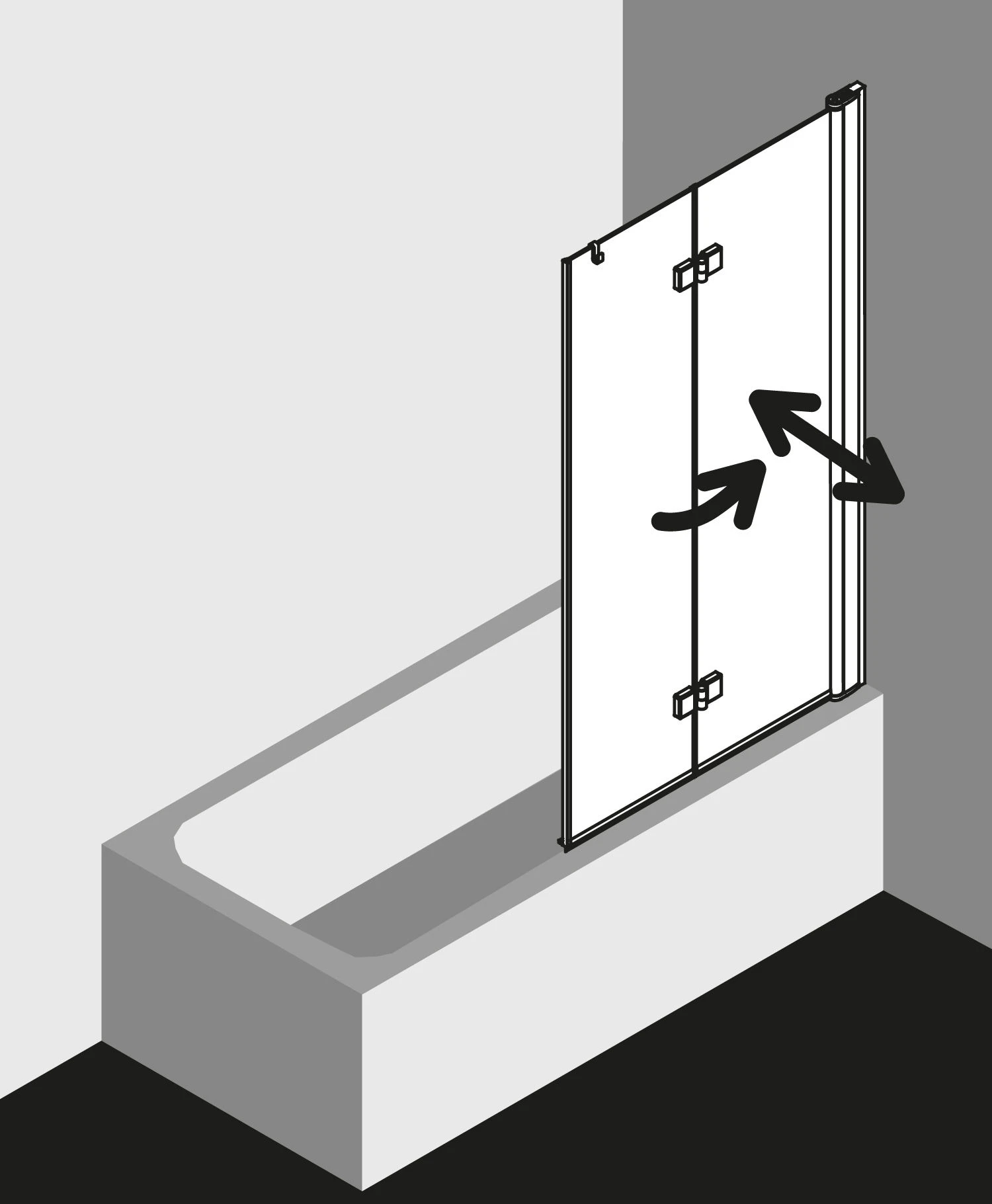 Kermi Diga Badewannen-Faltwand DI2PR10015VPK 100x150cm, Silber Hochglanz, ESG Klar Clean, Rechts 5 Kermi Diga Badewannen-Faltwand DI2PR10015VPK 100x150cm, Silber Hochglanz, ESG Klar Clean, Rechts – Bild 3
