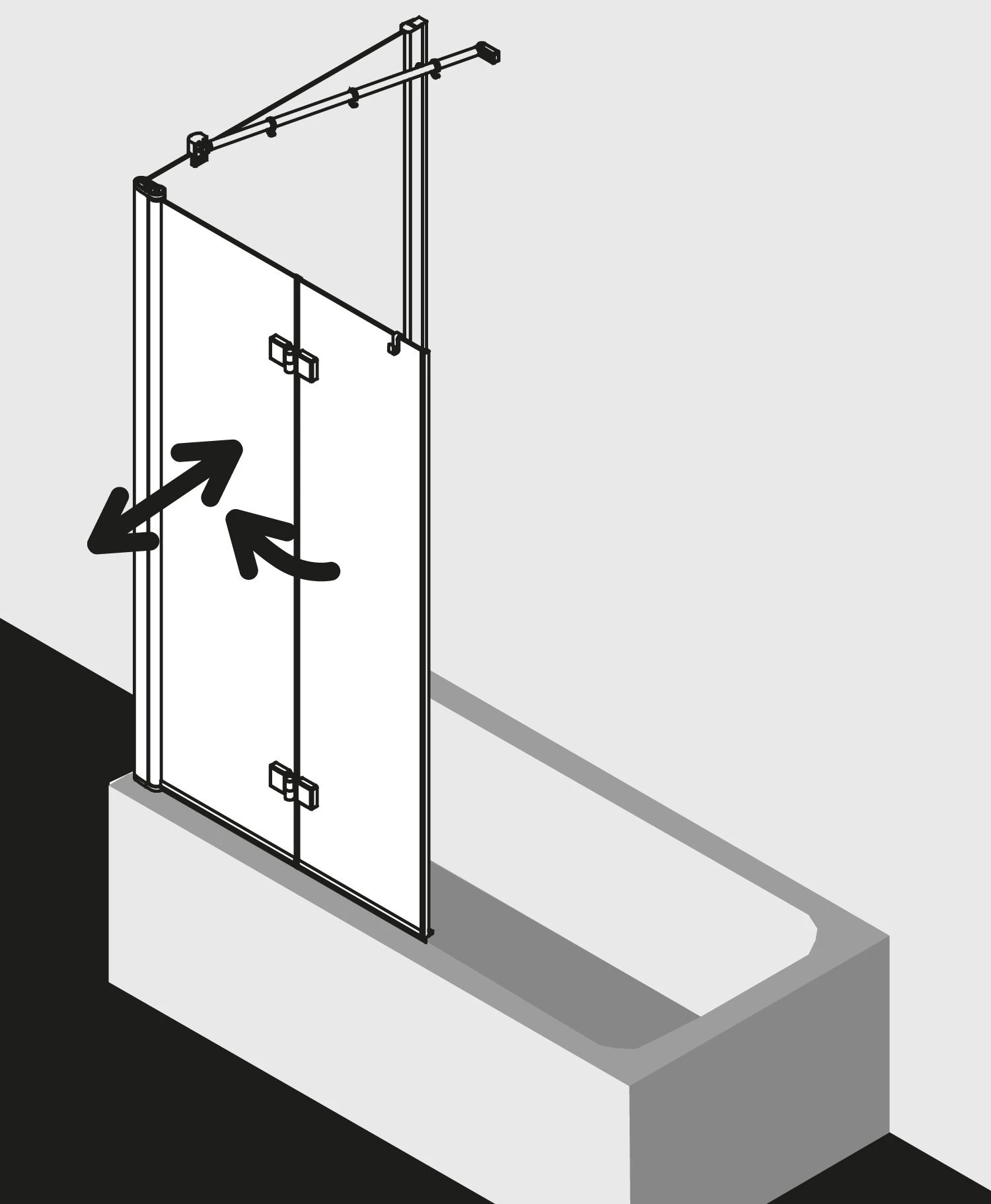 Kermi Diga Badewannen-Faltwand DI2PR10015VPK 100x150cm, Silber Hochglanz, ESG Klar Clean, Rechts 6 Kermi Diga Badewannen-Faltwand DI2PR10015VPK 100x150cm, Silber Hochglanz, ESG Klar Clean, Rechts – Bild 4