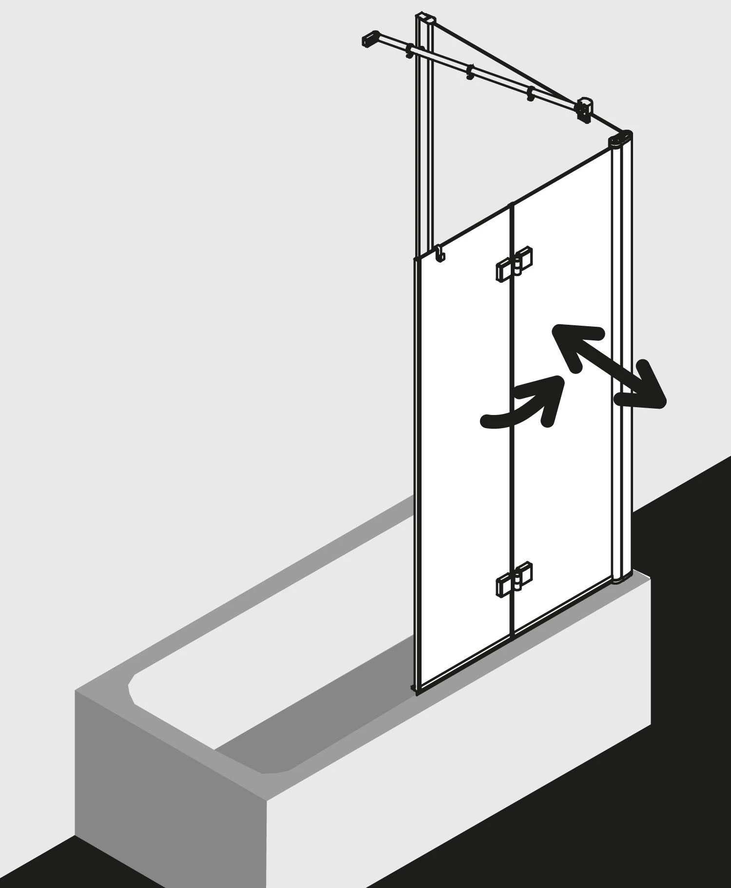 Kermi Diga Badewannen-Faltwand DI2PR10015VPK 100x150cm, Silber Hochglanz, ESG Klar Clean, Rechts 7 Kermi Diga Badewannen-Faltwand DI2PR10015VPK 100x150cm, Silber Hochglanz, ESG Klar Clean, Rechts – Bild 5