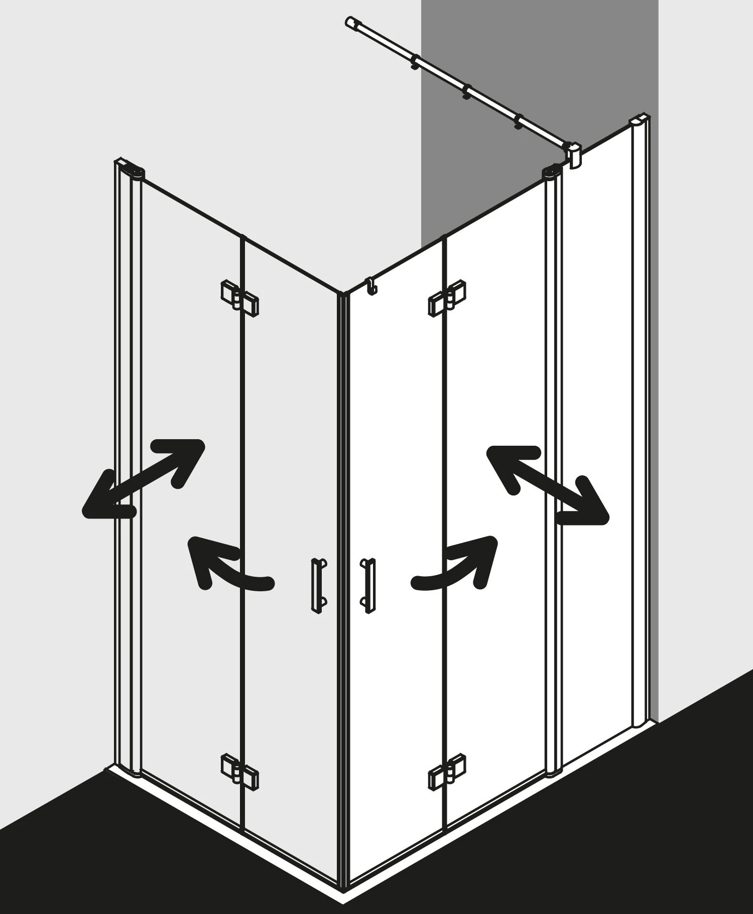 Kermi Diga Eckeinstieg-Hälfte Pendel-Falttür M Festfeld DIF2R123182PK 123x185cm, Weiß, ESG Klar Clean, Rechts, Auf Duschplatz 4 Kermi Diga Eckeinstieg-Hälfte Pendel-Falttür M Festfeld DIF2R123182PK 123x185cm, Weiß, ESG Klar Clean, Rechts, Auf Duschplatz – Bild 2
