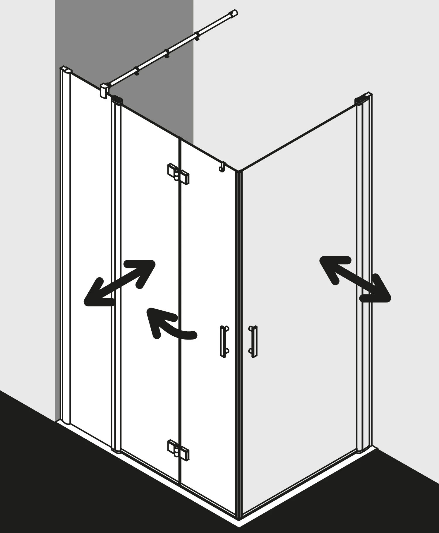 Kermi Diga Eckeinstieg-Hälfte Pendel-Falttür M Festfeld DIF2R123182PK 123x185cm, Weiß, ESG Klar Clean, Rechts, Auf Duschplatz 5 Kermi Diga Eckeinstieg-Hälfte Pendel-Falttür M Festfeld DIF2R123182PK 123x185cm, Weiß, ESG Klar Clean, Rechts, Auf Duschplatz – Bild 3