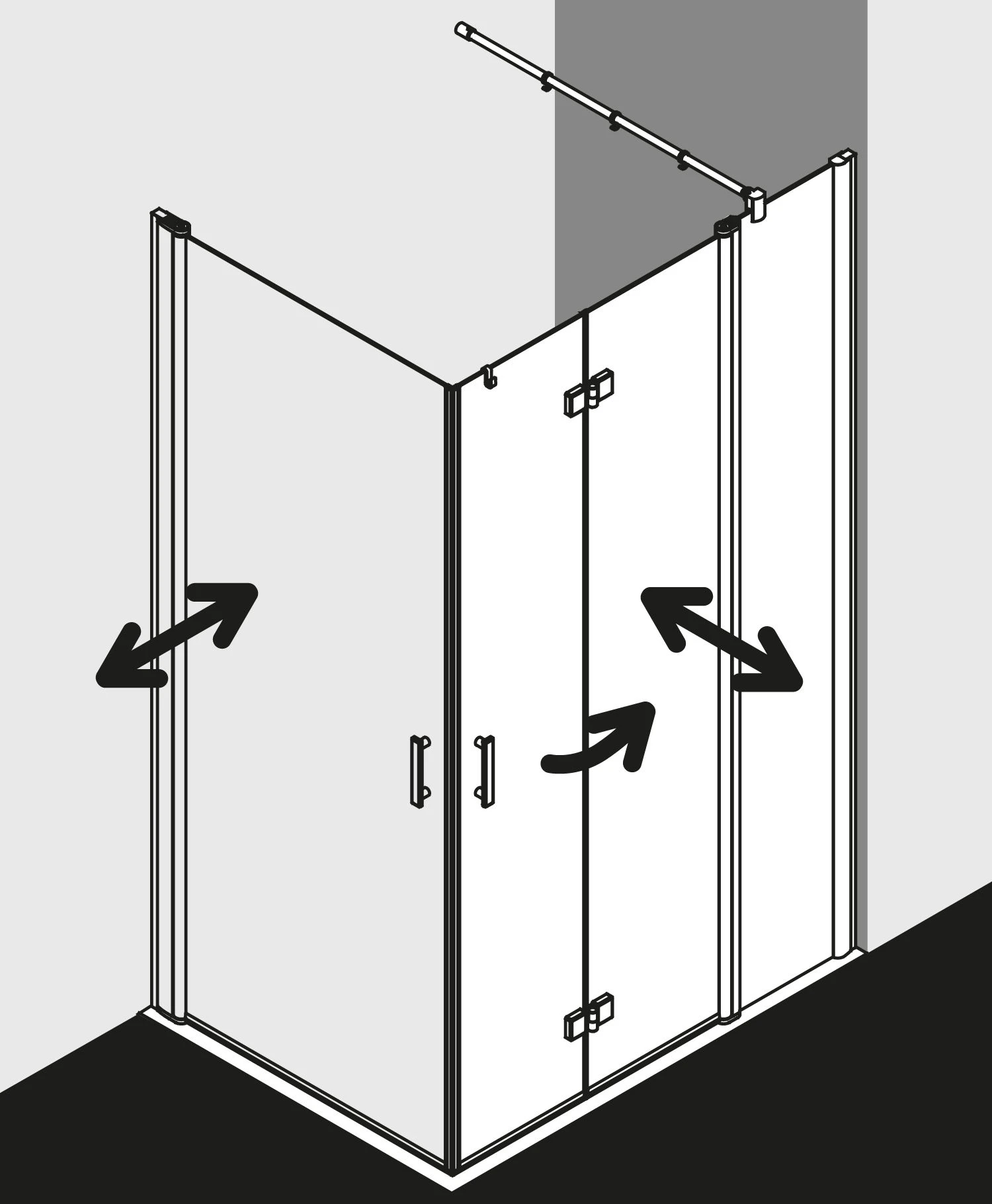 Kermi Diga Eckeinstieg-Hälfte Pendel-Falttür M Festfeld DIF2R123182PK 123x185cm, Weiß, ESG Klar Clean, Rechts, Auf Duschplatz 6 Kermi Diga Eckeinstieg-Hälfte Pendel-Falttür M Festfeld DIF2R123182PK 123x185cm, Weiß, ESG Klar Clean, Rechts, Auf Duschplatz – Bild 4