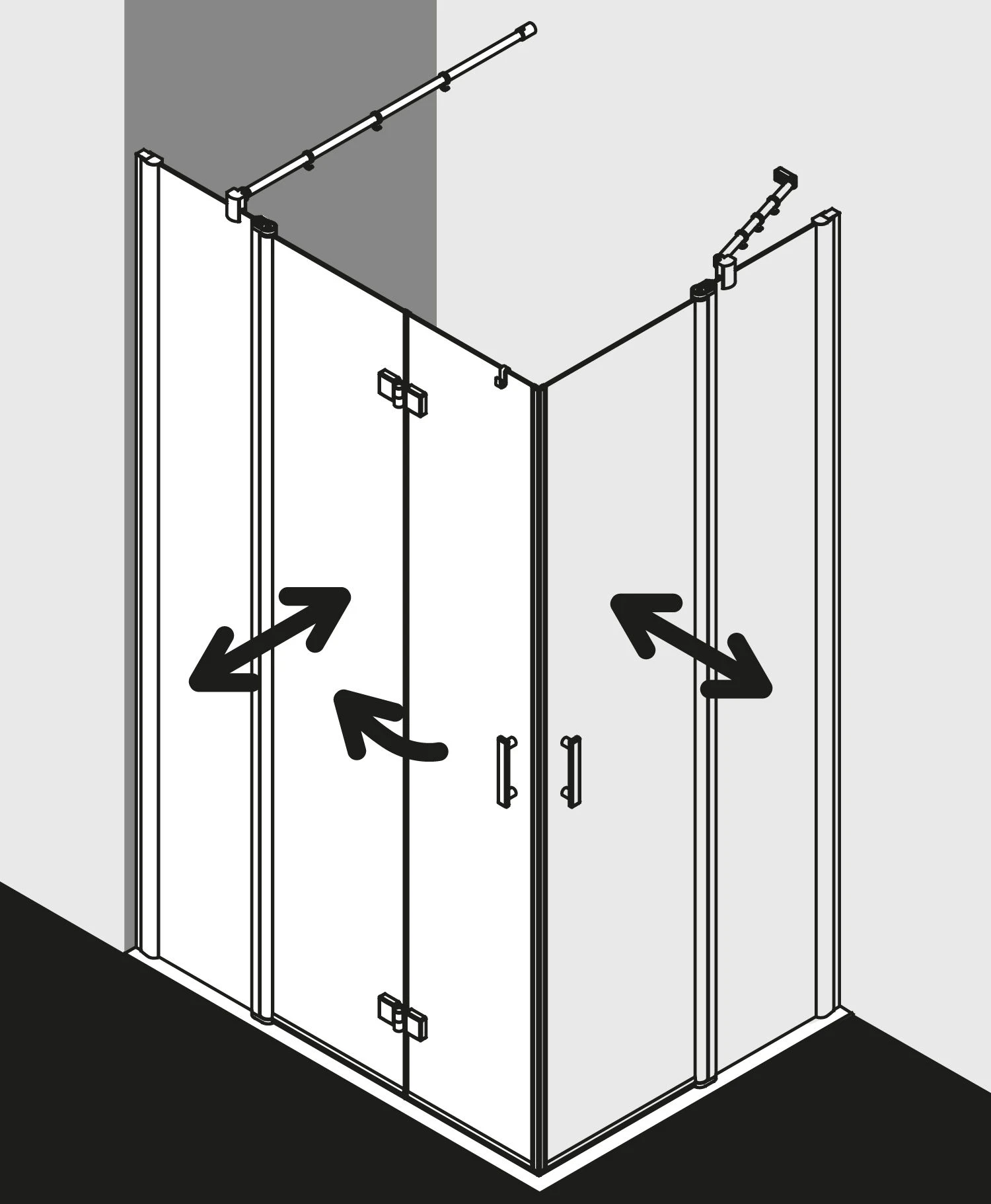Kermi Diga Eckeinstieg-Hälfte Pendel-Falttür M Festfeld DIF2R123182PK 123x185cm, Weiß, ESG Klar Clean, Rechts, Auf Duschplatz 7 Kermi Diga Eckeinstieg-Hälfte Pendel-Falttür M Festfeld DIF2R123182PK 123x185cm, Weiß, ESG Klar Clean, Rechts, Auf Duschplatz – Bild 5