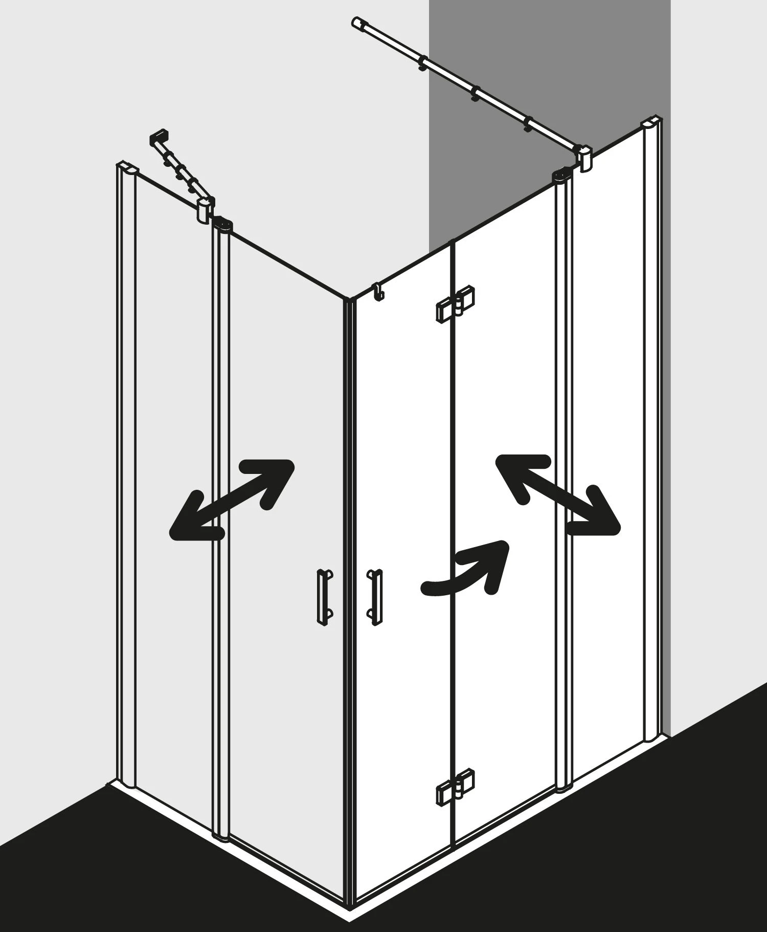 Kermi Diga Eckeinstieg-Hälfte Pendel-Falttür M Festfeld DIF2R123182PK 123x185cm, Weiß, ESG Klar Clean, Rechts, Auf Duschplatz 8 Kermi Diga Eckeinstieg-Hälfte Pendel-Falttür M Festfeld DIF2R123182PK 123x185cm, Weiß, ESG Klar Clean, Rechts, Auf Duschplatz – Bild 6
