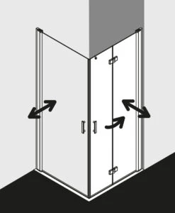 Kermi Diga Eckeinstiegshälfte Pendel-Falttür DI2CL078182AK 78x185cm, Weiß, ESG Klar, Links, Auf Duschplatz -Geberit Store Kermi Diga Eckeinstiegshaelfte Pendel Falttuer DI2CL078182AK 78x185cm weiss ESG klar links auf Duschplatz 2