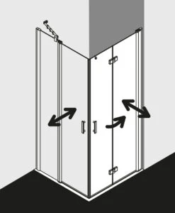 Kermi Diga Eckeinstiegshälfte Pendel-Falttür DI2CL078182AK 78x185cm, Weiß, ESG Klar, Links, Auf Duschplatz -Geberit Store Kermi Diga Eckeinstiegshaelfte Pendel Falttuer DI2CL078182AK 78x185cm weiss ESG klar links auf Duschplatz 4