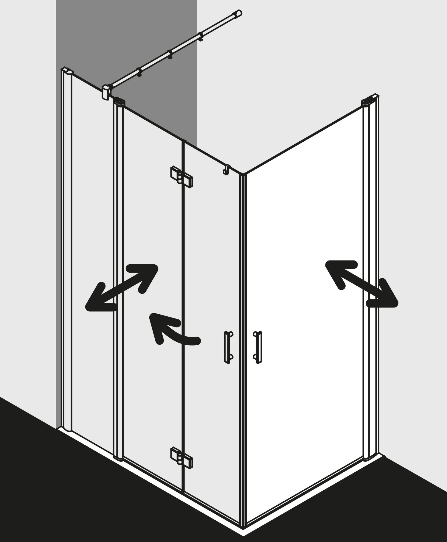 Kermi Diga Eckeinstiegshälfte Pendeltür DI1ER080182AK 80x185cm, Weiß, ESG Klar, Rechts, Auf Duschwanne 4 Kermi Diga Eckeinstiegshälfte Pendeltür DI1ER080182AK 80x185cm, Weiß, ESG Klar, Rechts, Auf Duschwanne – Bild 2