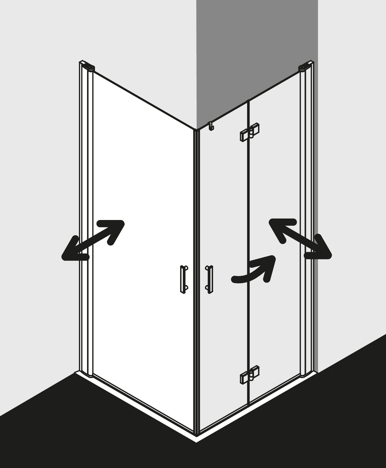 Kermi Diga Eckeinstiegshälfte Pendeltür DI1ER080182AK 80x185cm, Weiß, ESG Klar, Rechts, Auf Duschwanne 5 Kermi Diga Eckeinstiegshälfte Pendeltür DI1ER080182AK 80x185cm, Weiß, ESG Klar, Rechts, Auf Duschwanne – Bild 3